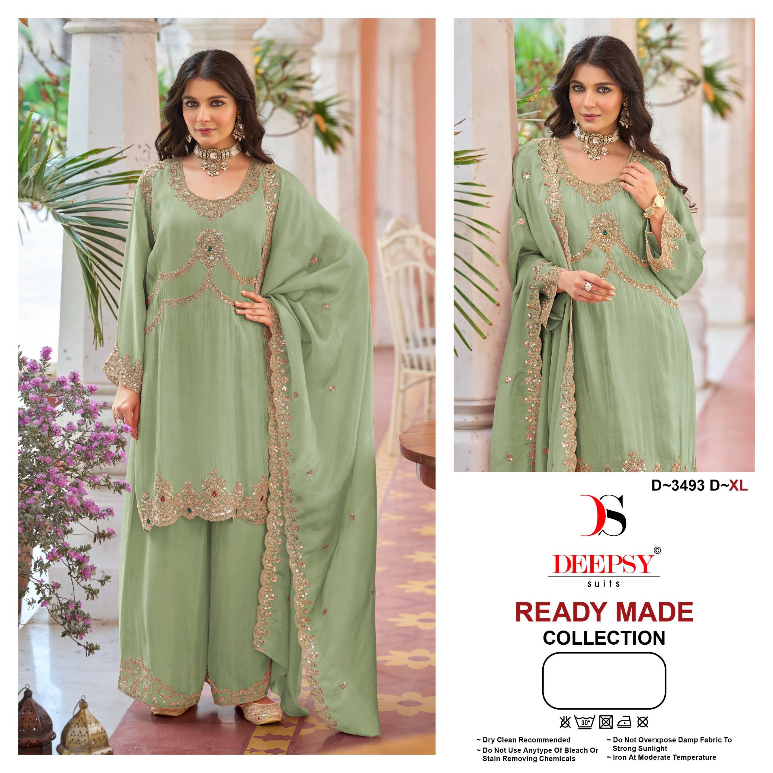 D-3493 by  DEEPSY SUITS 3493 A to D-3493 D series Pakistani Suits Colorful casual Wear Visocse Tissue EMBROIDERED Dresses At Wholesale